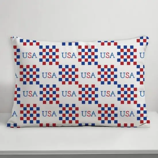 20" x 14" USA Check Pattern Indoor Outdoor Pillow {6}