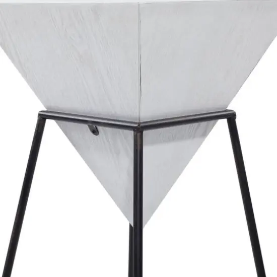 2ft. White Metal and Wood Modern Accent Table {5}