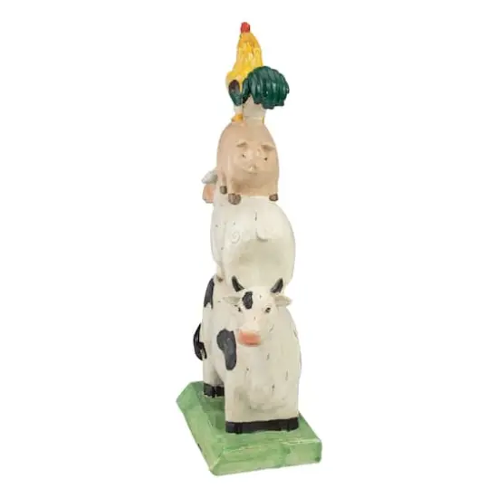11.5" Stacked Farm Animals Outdoor Garden Statue {4}