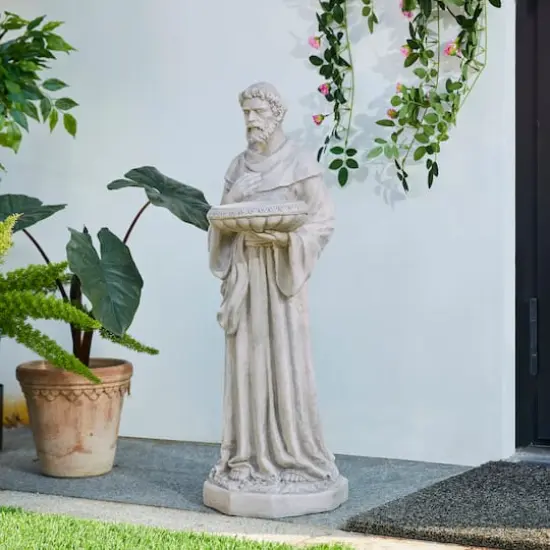 Glitzhome&reg; 32.75" St. Francis Garden Statue with Bird Feeder {4}