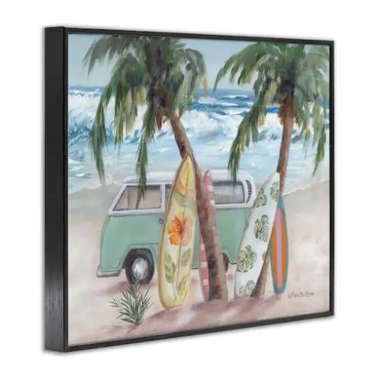 Stupell Industries Summer Waves Tropical Van Surfboards Framed Giclee Art Black {4}