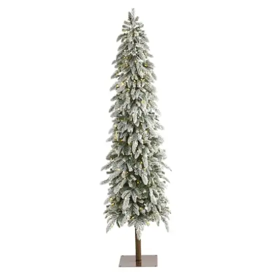 7.5ft. Pre-Lit Flocked Washington Alpine Artificial Christmas Tree, Warm White LED Lights {1}