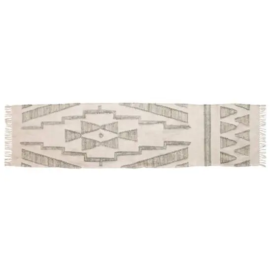 Hello Honey® Green & Cream Cotton & Wool Kilim Floor Runner, 8ft. x 2ft. {1}