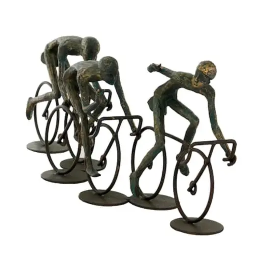 20" Bronze Polystone Cyclists Sculpture {4}