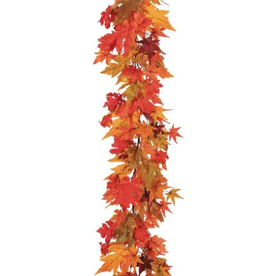 6ft. Orange Fall Maple Leaf Garland {1}