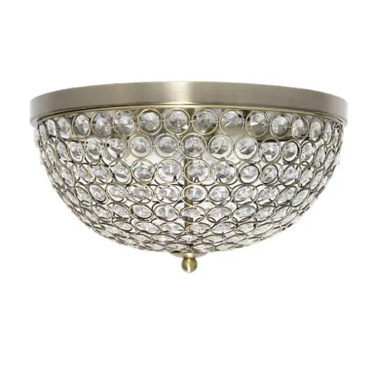 Lalia Home 13" Antique Brass Glam 2-Light Dome Flush Mount {10}