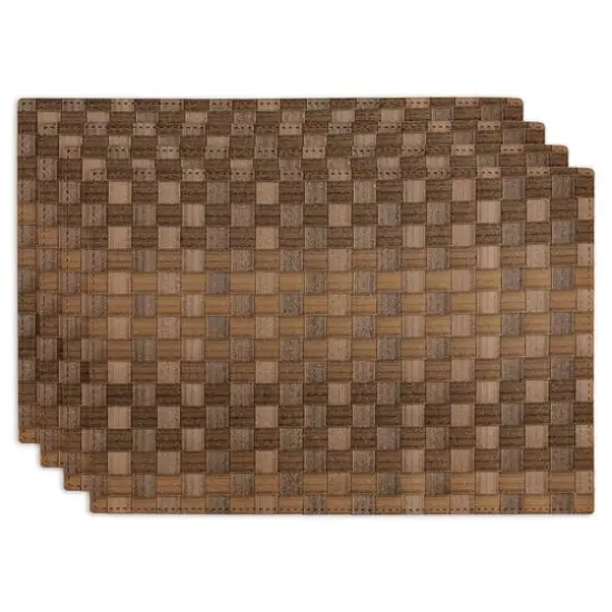 DII&reg; Reversible Basket Weave Woven Placemats, 4ct. Leather Brown {1}
