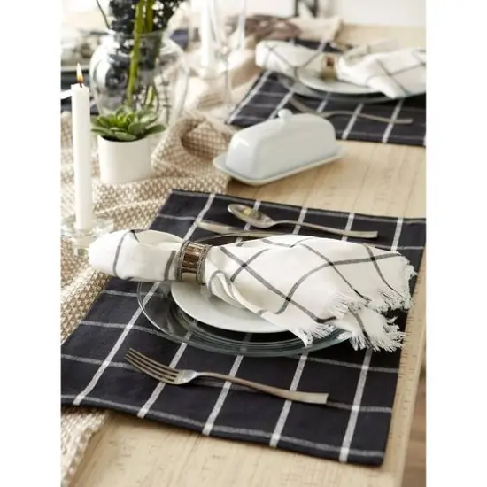 DII&reg; Black Check Fringed Cloth Dinner Napkins, 6ct. {6}