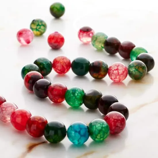 Multicolor Crackled Agate Round Beads by Bead Landing&trade; {3}