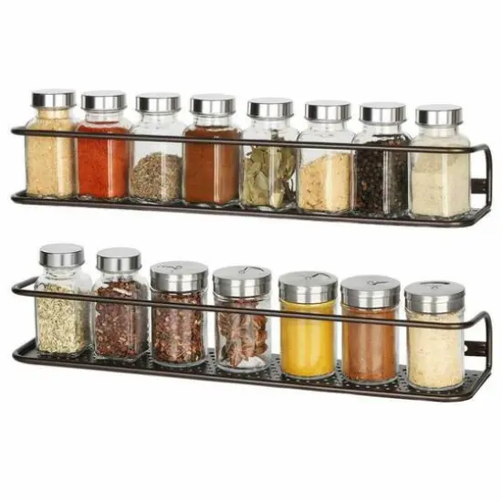 NEX&trade; Large and Wide Brown Wall-Mounted Spice Storage Rack, 2ct. {1}