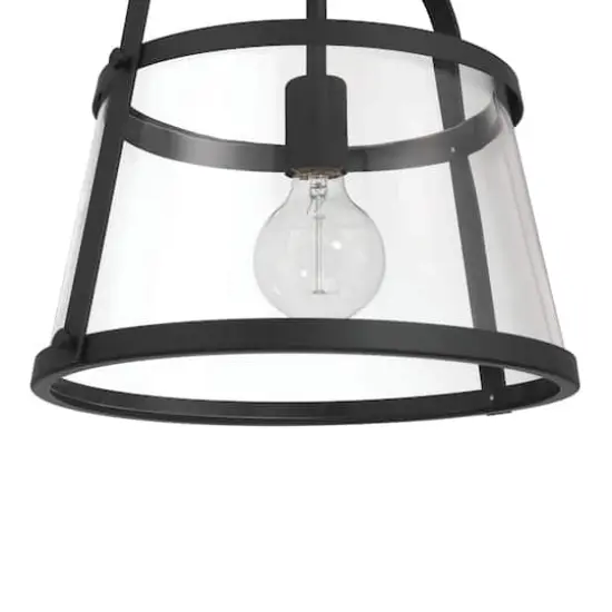 Hello Honey&reg; Fallon Black Vintage Metal & Clear Glass Ceiling Light {8}