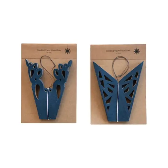 Hello Honey® 7" Navy & Gold Flocked Paper Snowflake Ornament Set {4}