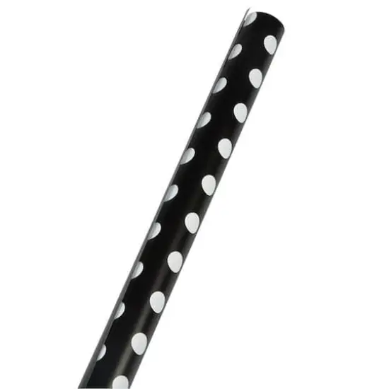 JAM Paper Wrapping Paper with White Polka Dots, 3ct. Black {1}
