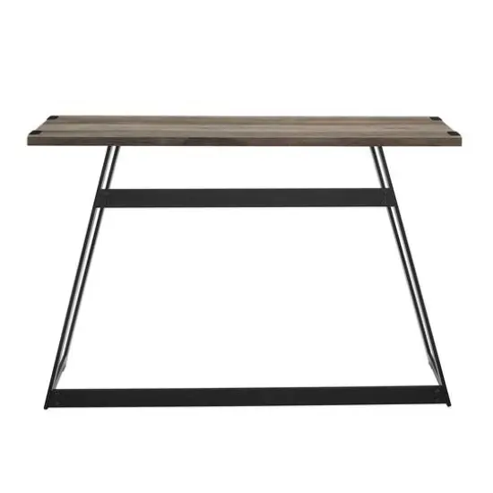 Walker Edison Gray Wash Faux Wrap Modern Industrial Entry Table {6}