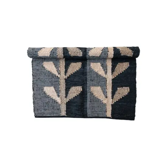 Hello Honey&reg; 4ft. x 6ft. Black & Natural Woven Jute, Leather & Cotton Chindi Rug {6}