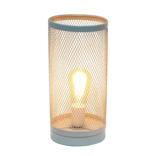 Simple Designs 13" Mesh Cylindrical Steel Table Lamp Gray {3}
