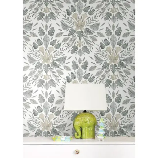 RoomMates Gray & Taupe Gray Cat Coquillette Tropical Peel & Stick Wallpaper {5}