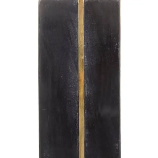 CosmoLiving by Cosmopolitan Set of 2" Black Marble Glam Bookends, 6" x 2" x 3" {6}