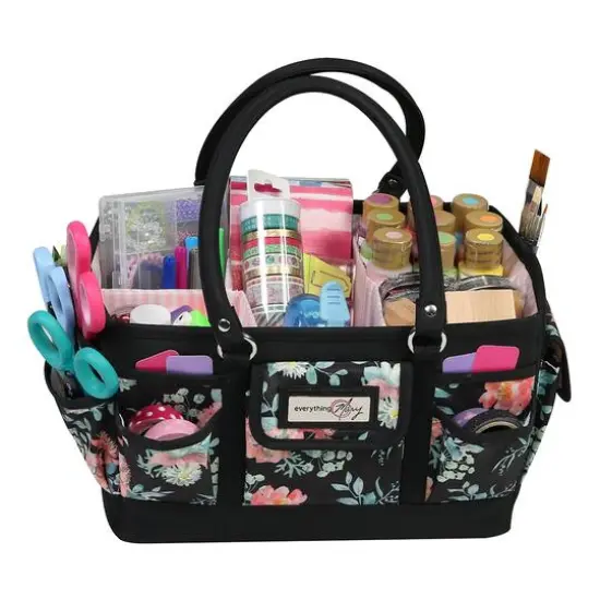 Everything Mary Black & Floral Deluxe Store & Tote Craft Organizer {11}