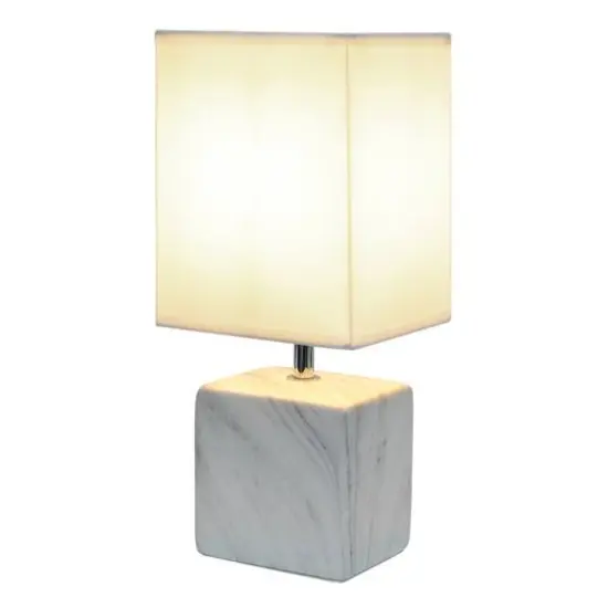 Simple Designs White Marbled Ceramic Table Lamp {3}