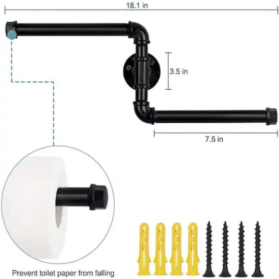 Black Iron Industrial Rustic Pipe Toilet Paper Holder {3}