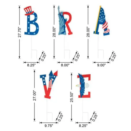 Glitzhome&reg; 43" Patriotic America Brave Yard Stake Set {9}