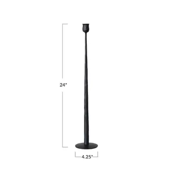 Hello Honey&reg; 24" Tall Black Hand-Forged Metal Taper Holder {4}