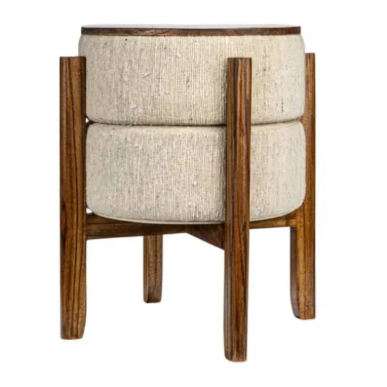 Hello Honey® 22" Woven Cotton & Wool Blend Table to Stool with Oak Wood Legs {14}