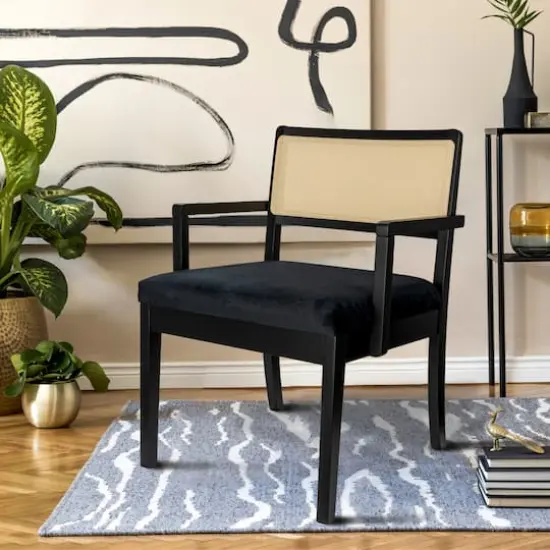 Hello Honey&reg; Crawford Mid-Century Modern Black Solid Wood Arm Chair {3}