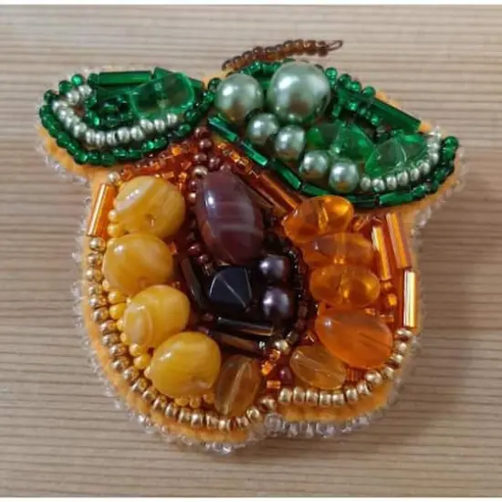 Crystal Art Beadwork Kit For Creating Broоch Apricot {7}