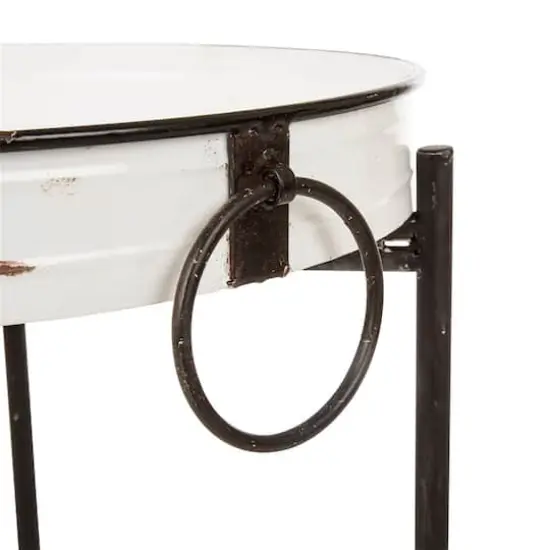 Glitzhome&reg; Farmhouse Enamel Metal Serving Table {7}