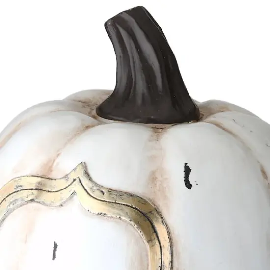 13" White Boo Pumpkin Set {4}