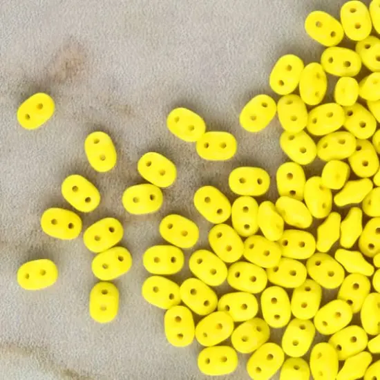 Superduo Two-Hole Czech Glass Beads Lemon Solid {3}