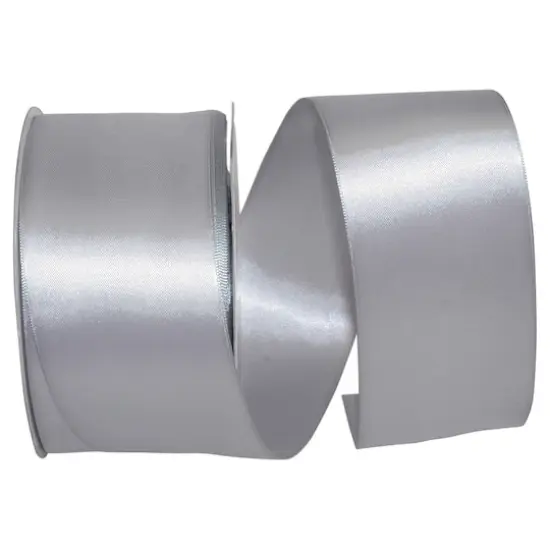 JAM Paper 2.5'' x 50yd. Double Face Satin Ribbon Silver {1}