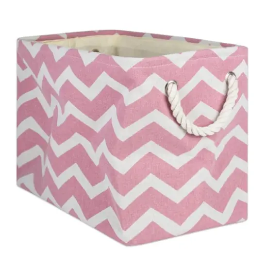 Medium Chevron Polyester Rectangle Bin Rose {1}
