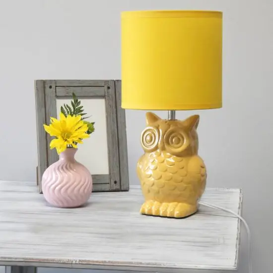 Simple Designs 13" Ceramic Owl Table Lamp Dandelion Yellow {6}