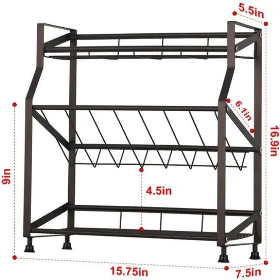 NEX&trade; 3-Tier Freestanding Metal Spice Rack Organizer Brown {4}