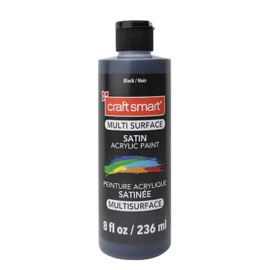 Multi-Surface Premium Satin Acrylic Paint by Craft Smart&reg;, 8oz. Black {1}