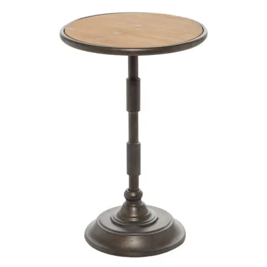 14" Black Industrial Wood Accent Table {1}