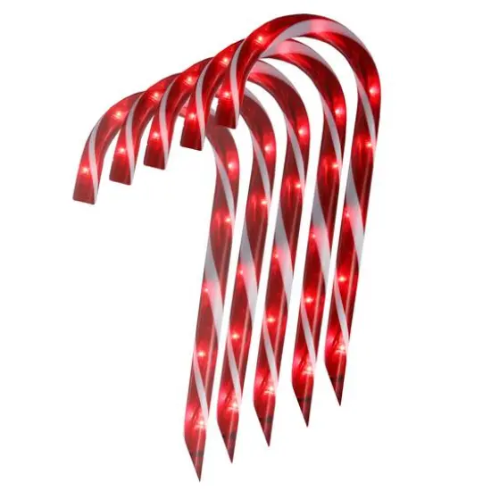 10ct. Candy Cane Lighted Christmas Pathway Markers {1}