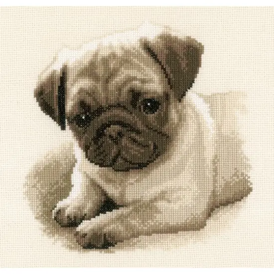 Vervaco Pug Dog on Aida Counted Cross Stitch Kit {1}