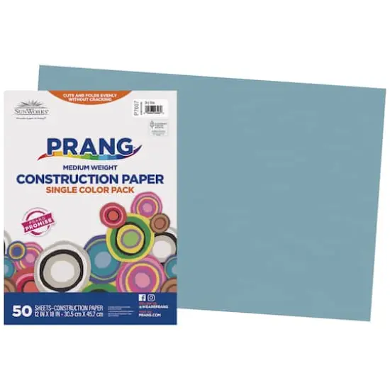 Prang&reg; 12" x 18" Construction Paper, 5 Packs of 50 Sheets Sky Blue {3}