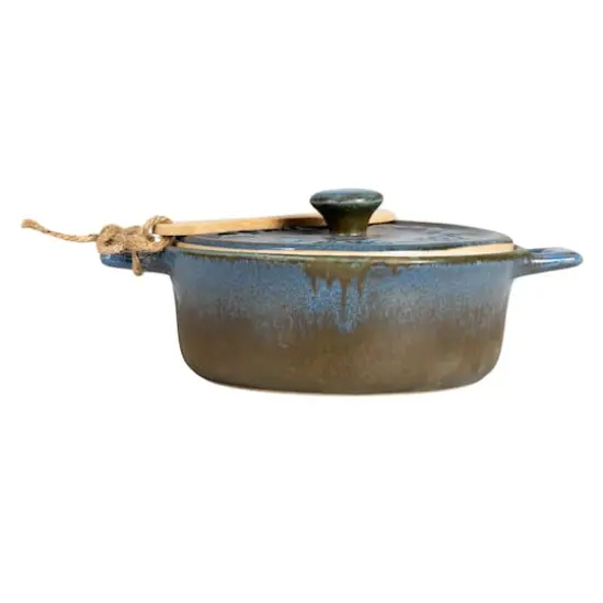 Hello Honey&reg; Blue Stoneware Brie Bakers with Bamboo Spreader, 2ct. {6}