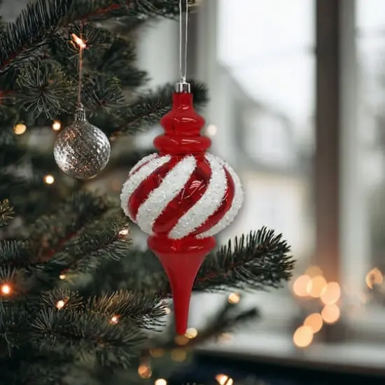 10.25" Red & White Tinsel Twist Jumbo Finial Ornament by Ashland&reg; {4}