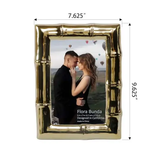 Flora Bunda&reg; 5" x 7" Gold Bamboo Ceramic Frame {3}