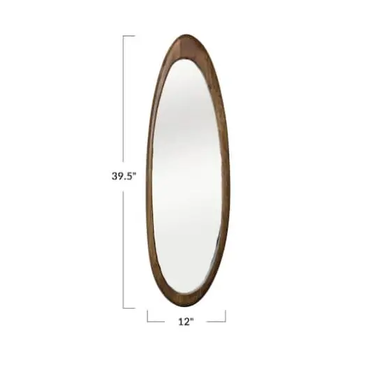 Hello Honey® 40" Natural Brown Oval Mango Wood Framed Wall Mirror {4}
