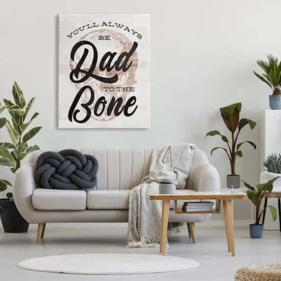 Stupell Industries Dad To The Bone Punny Skull Phrase Canvas Wall Art {3}