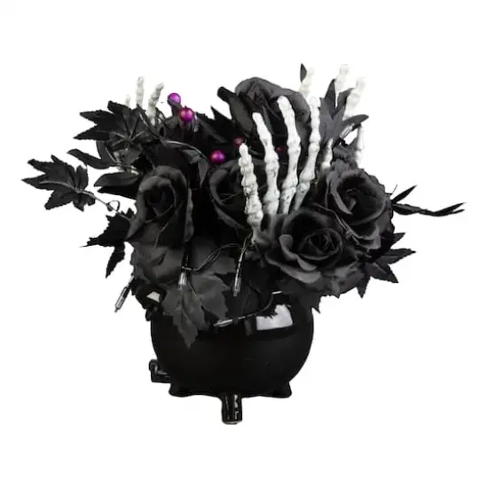 19" Bad to the Bone LED Halloween Centerpiece in Black Cauldron {5}