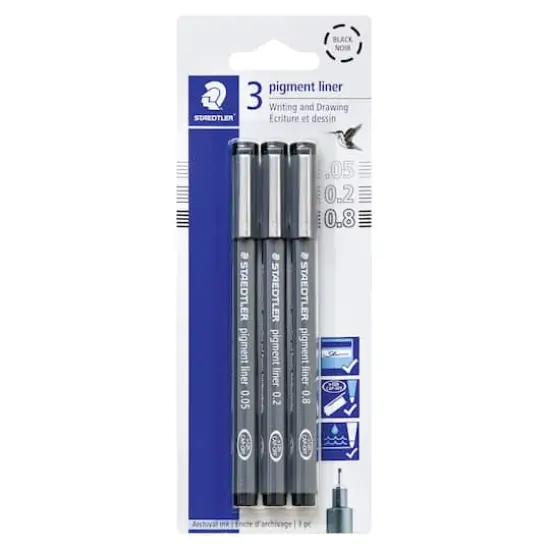 STAEDTLER&reg; Black 3 Piece Pigment Liner Set {1}