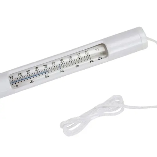 6.75" White Round Swimming Pool Thermometer with White Cord {4}